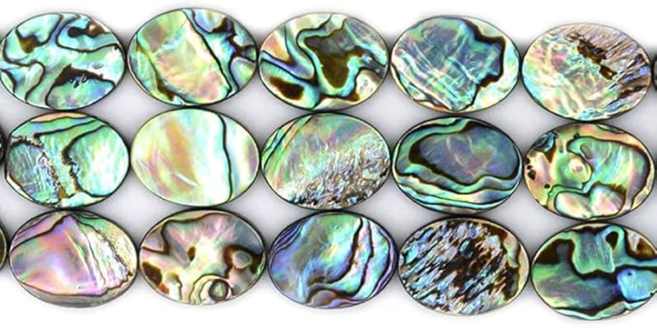 Natural 20mm Abalone Shell Flat Oval Beads Strand 16 Inch Jewelry Making Beads …